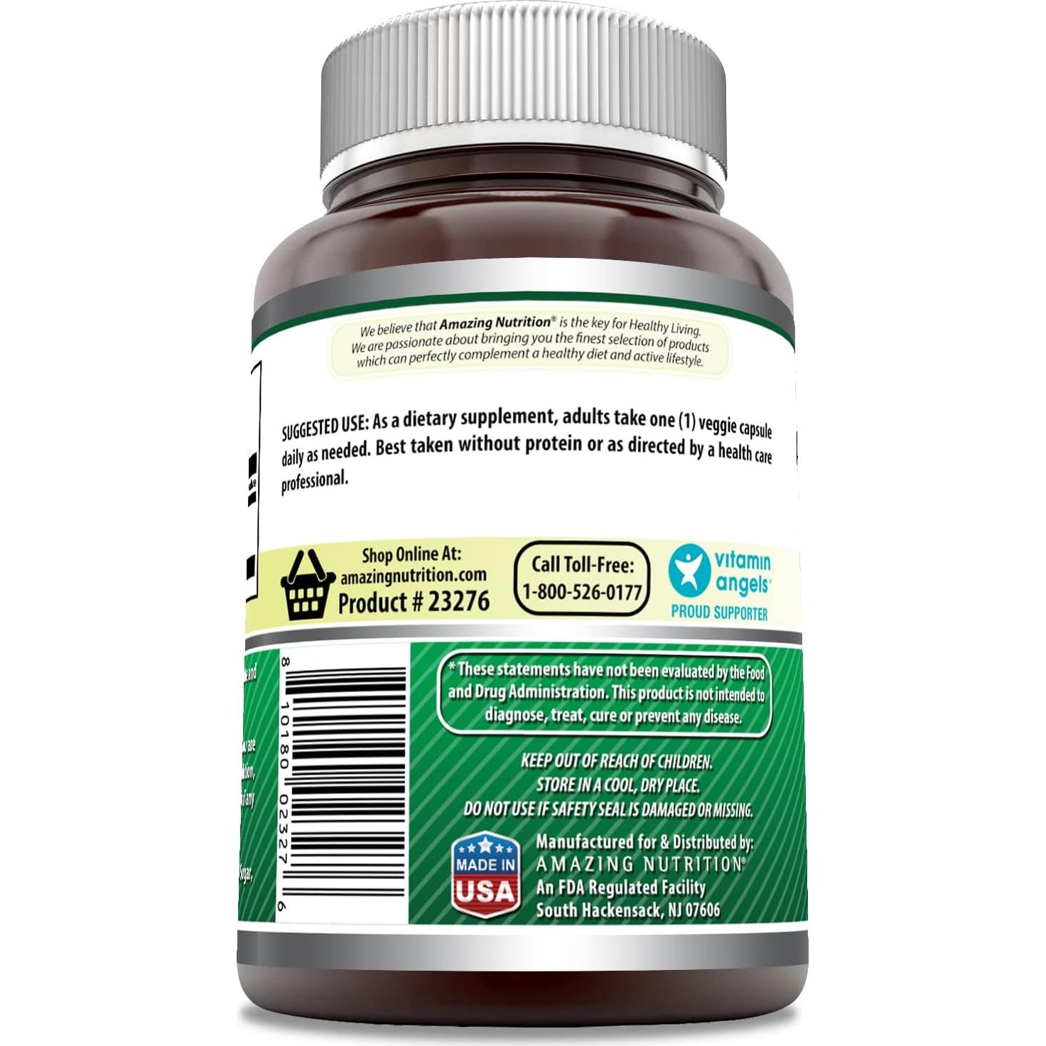 Suplemento GABA 750mg Fórmulas Asombrosas 200 Cápsulas Vegetales