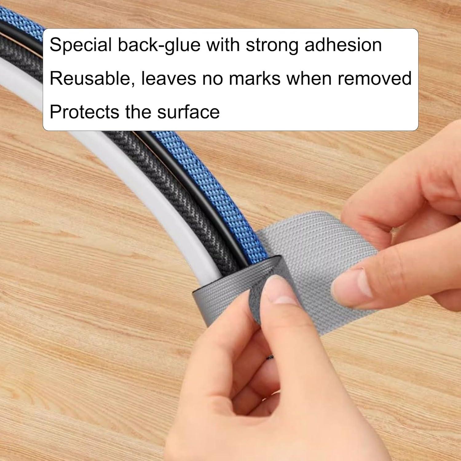 Correas de Cable Autoadhesivas MUTOTO 40 Pcs Gris Organizador