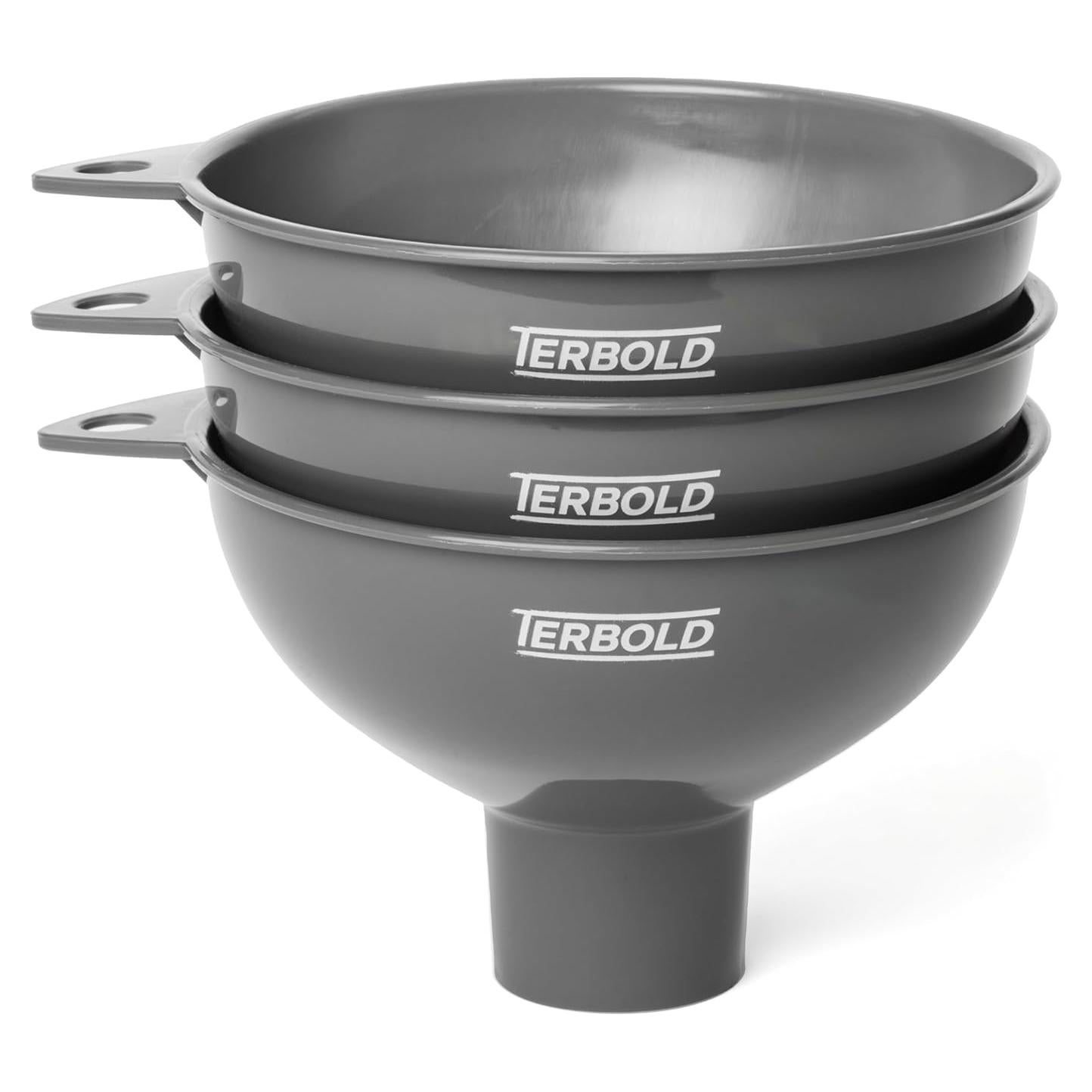 Embudos de Plástico Terbold 3 Piezas Boca Ancha Grises