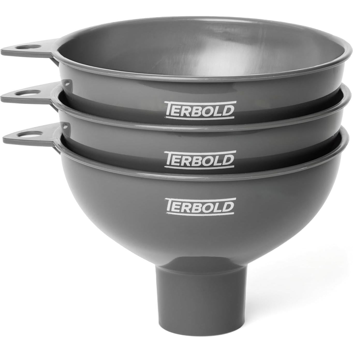Embudos de Plástico Terbold 3 Piezas Boca Ancha Grises