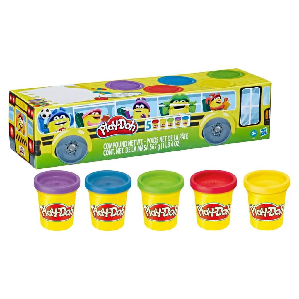 Juego de 5 Latas de Play-Doh en Autobús Escolar