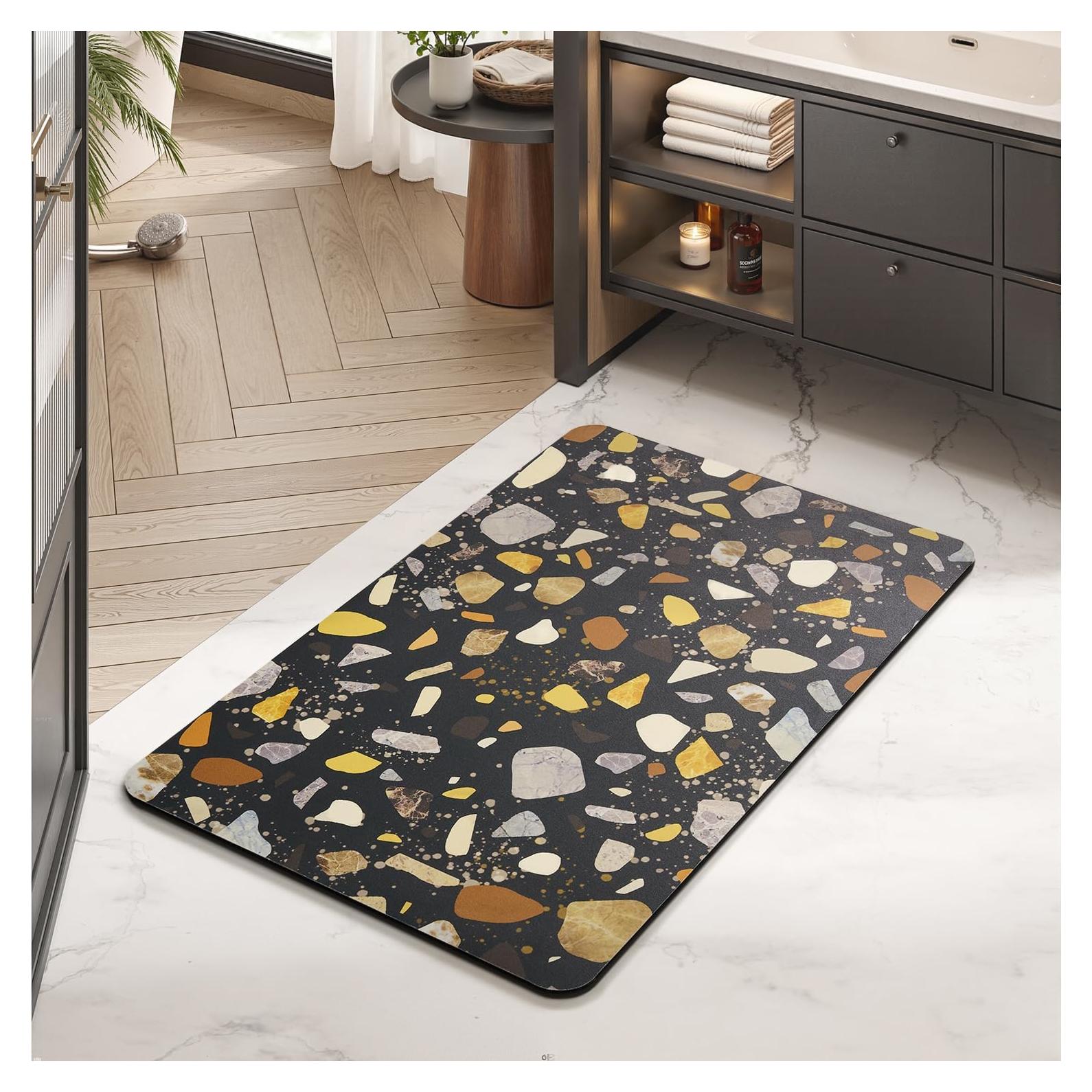 Alfombra de Baño Antideslizante MontVoo 61x41 cm Negro Multicolor