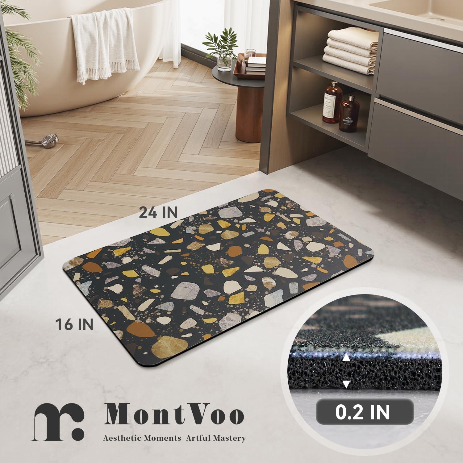 Alfombra de Baño Antideslizante MontVoo 61x41 cm Negro Multicolor