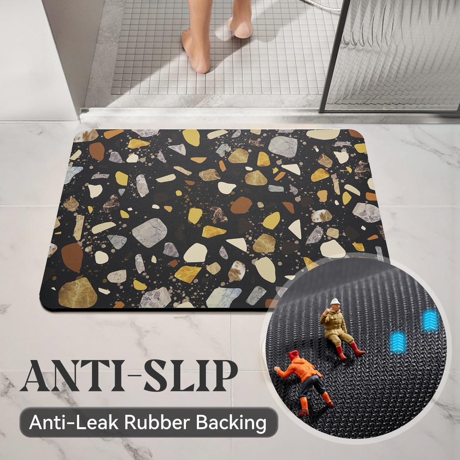 Alfombra de Baño Antideslizante MontVoo 61x41 cm Negro Multicolor