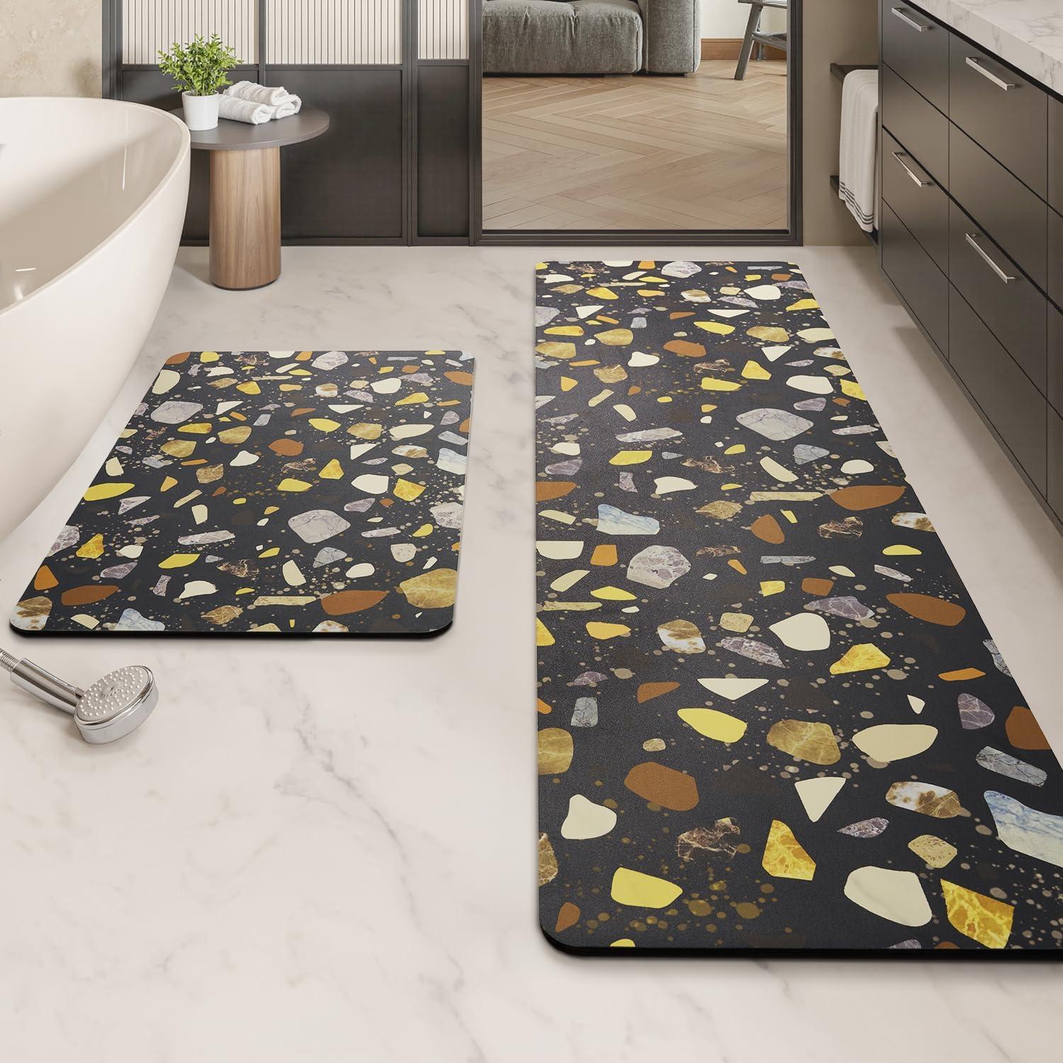 Alfombra de Baño Antideslizante MontVoo 61x41 cm Negro Multicolor