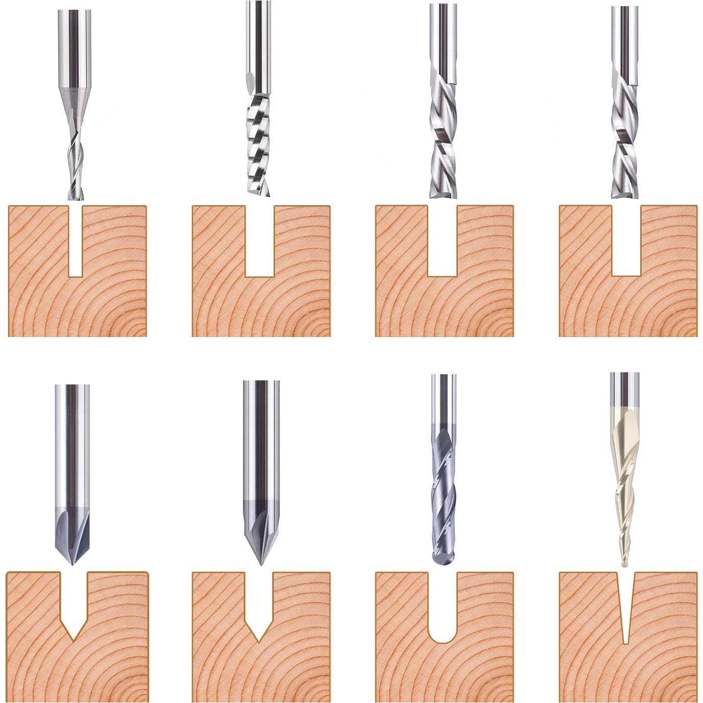 Juego de 8 Brocas de Carburo SpeTool 6.35mm para CNC