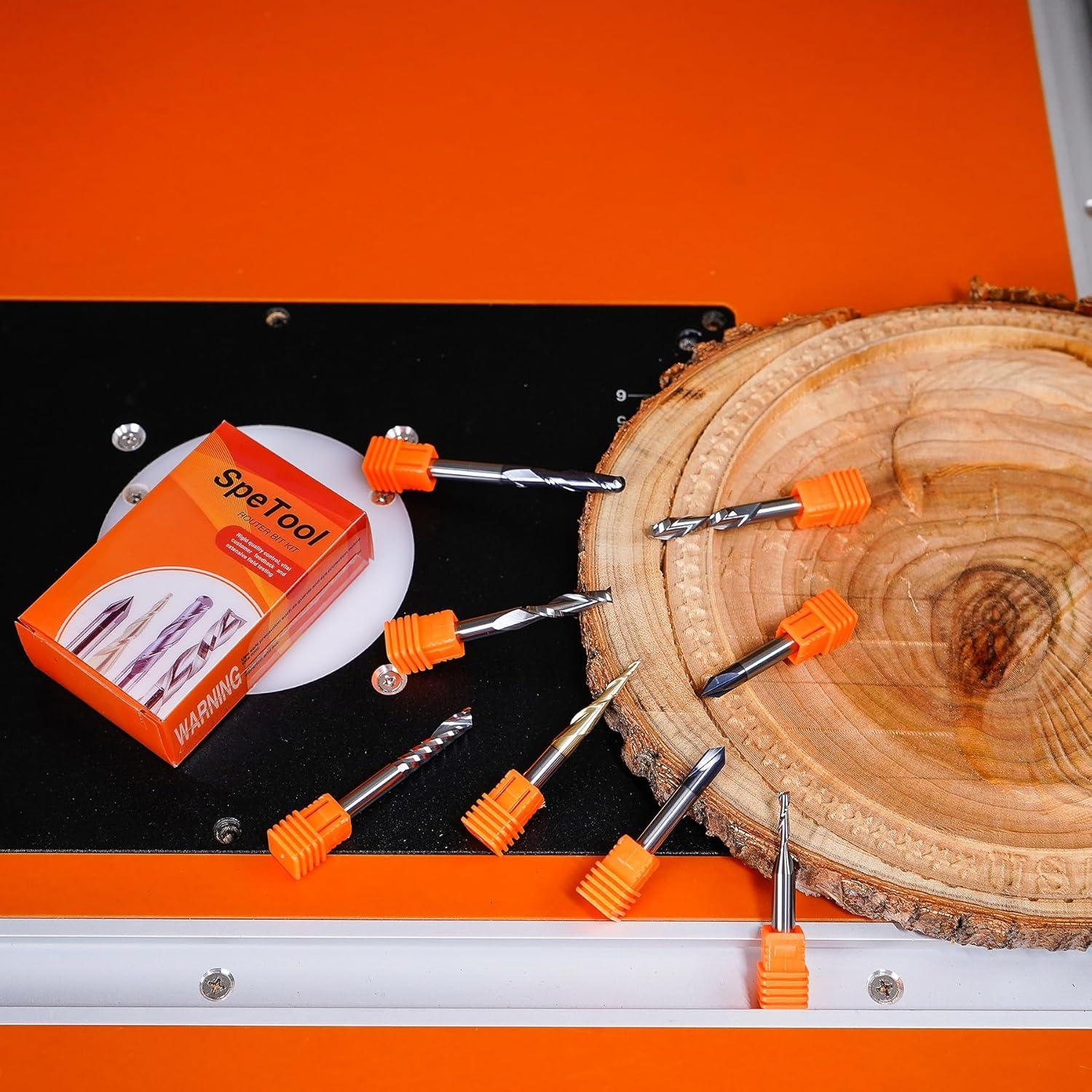 Juego de 8 Brocas de Carburo SpeTool 6.35mm para CNC