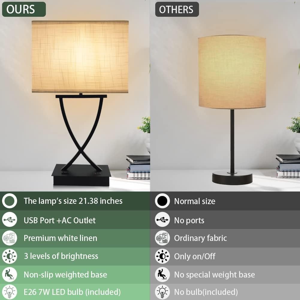 Lámpara de Mesa Táctil Regulable OYedis 3 Niveles USB C 54cm