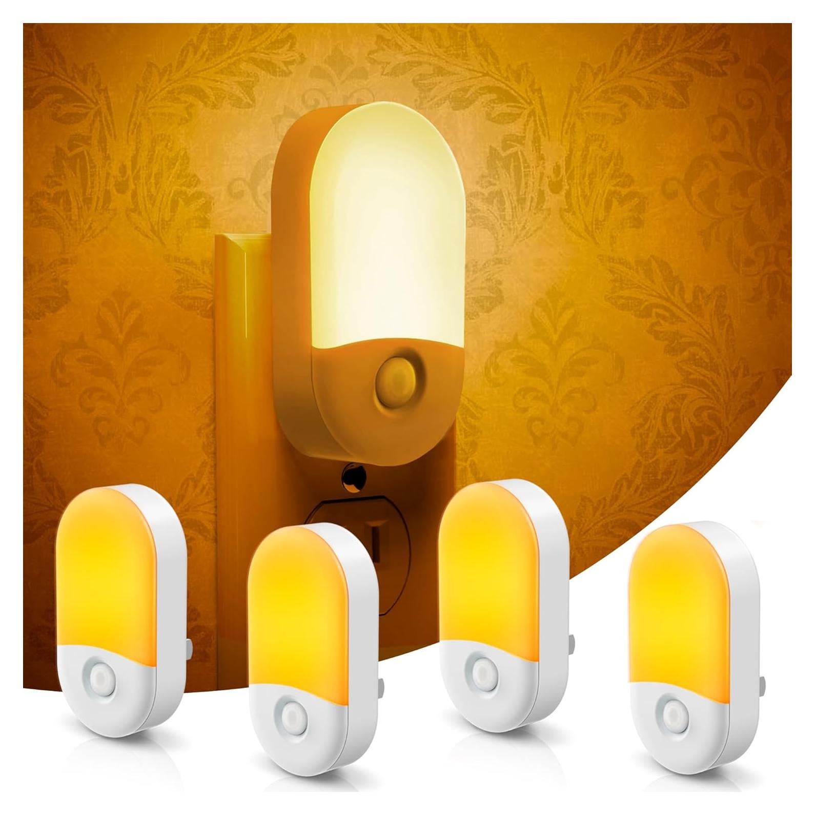 Luz Nocturna LED Ámbar LOHAS 4 Piezas 0.6W Sensor Automático