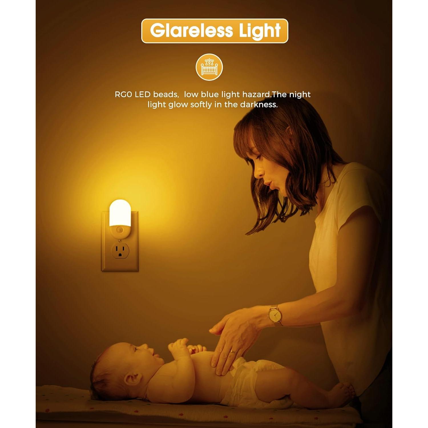 Luz Nocturna LED Ámbar LOHAS 4 Piezas 0.6W Sensor Automático