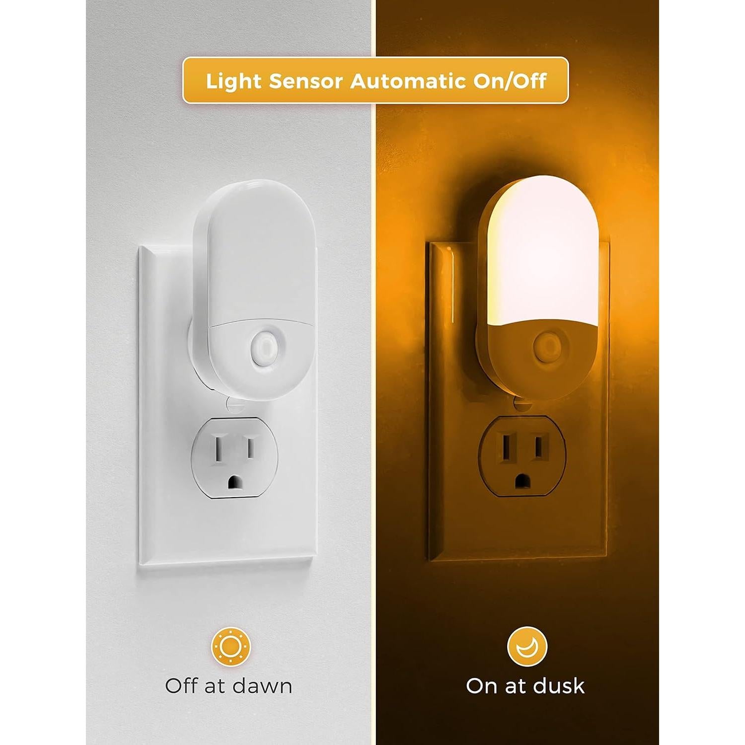 Luz Nocturna LED Ámbar LOHAS 4 Piezas 0.6W Sensor Automático