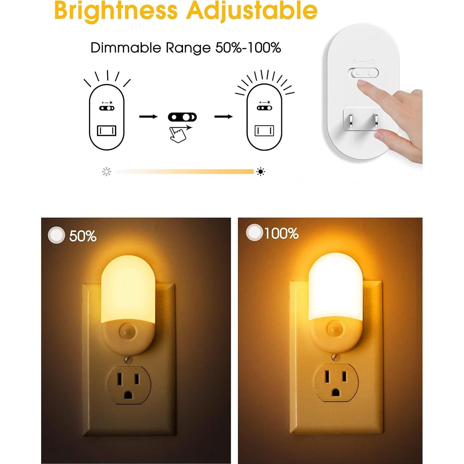 Luz Nocturna LED Ámbar LOHAS 4 Piezas 0.6W Sensor Automático