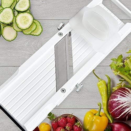 Benriner Mandoline Slicer with 4 Blades, Japanese Stainless Steel, BPA Free, 12.75 x 3.625-Inches, Beige