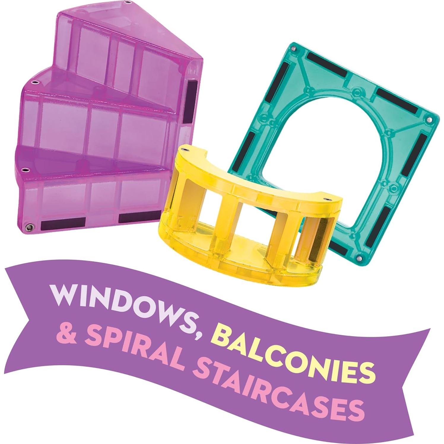 MAGNA-TILES Castillo DLX 48 Piezas Set de Construcción Magnética