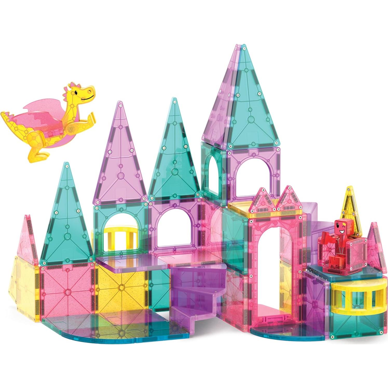 MAGNA-TILES Castillo DLX 48 Piezas Set de Construcción Magnética