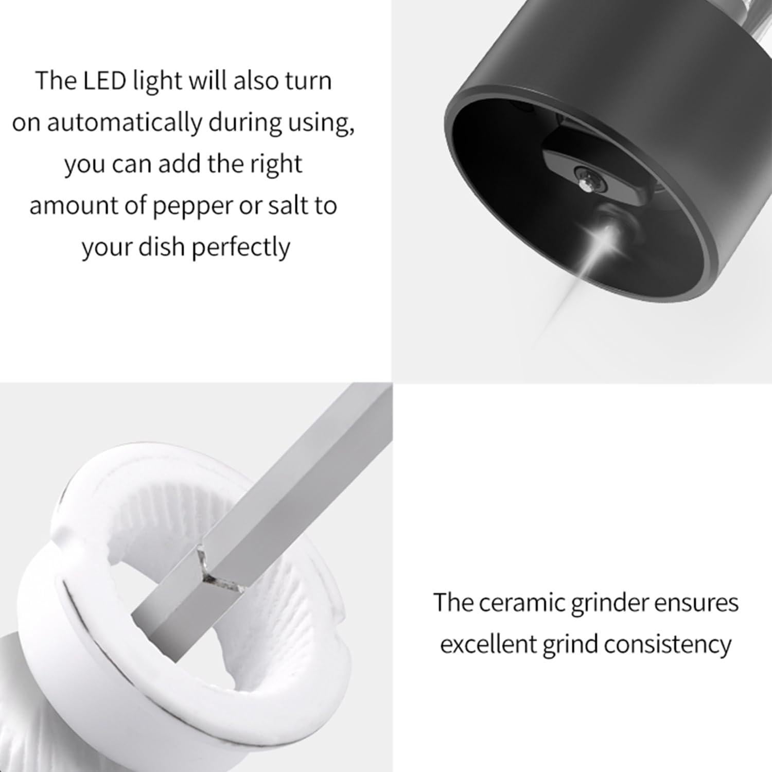 Molinillos Eléctricos de Sal y Pimienta FEIYUANDZ Recargables