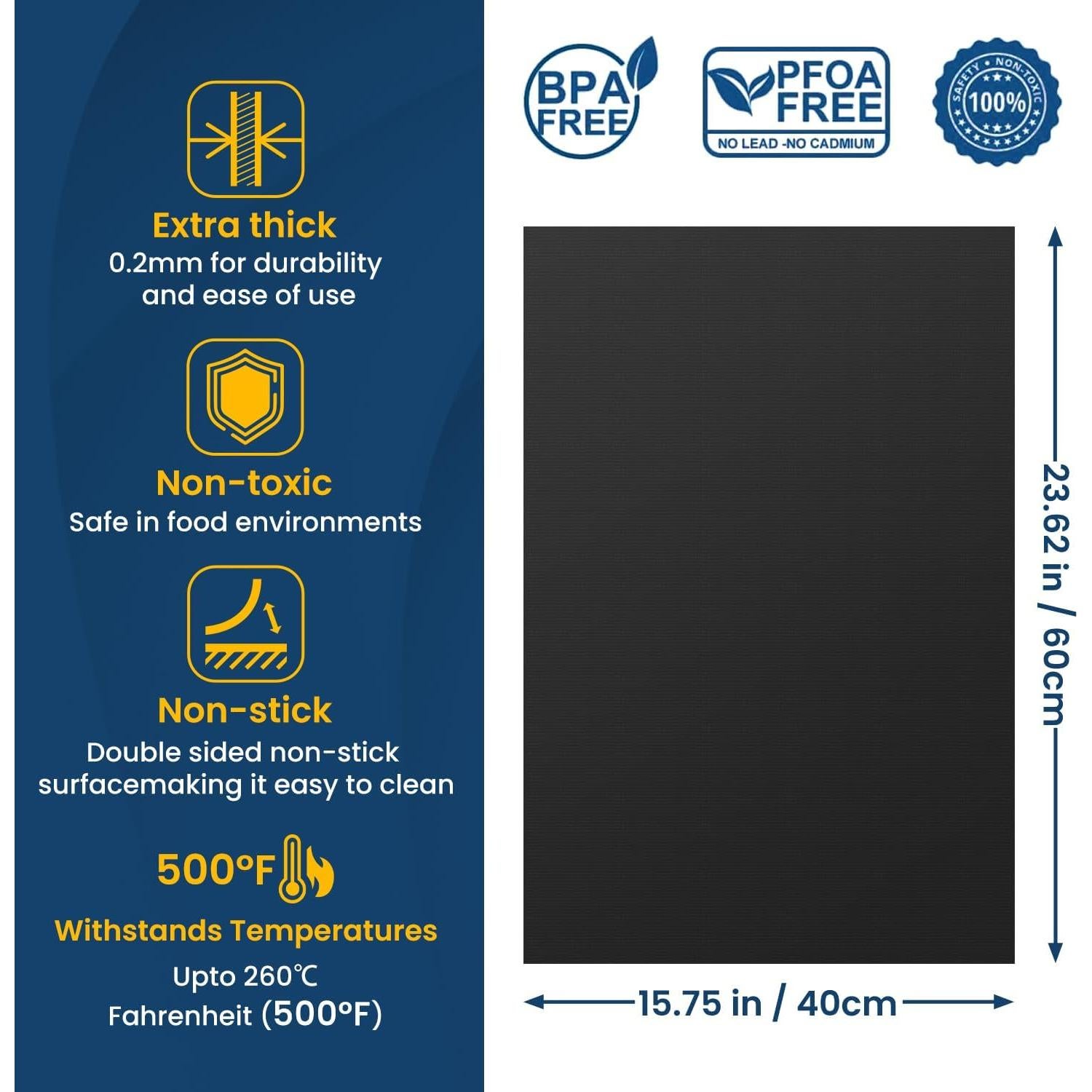 Forros de horno Goldeer 2 unidades 60x40 cm Teflón resistente