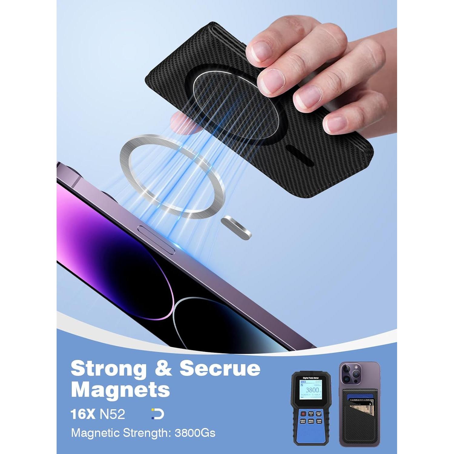 Soporte de Cartera Magnética TopMade para iPhone 12-16, Negro