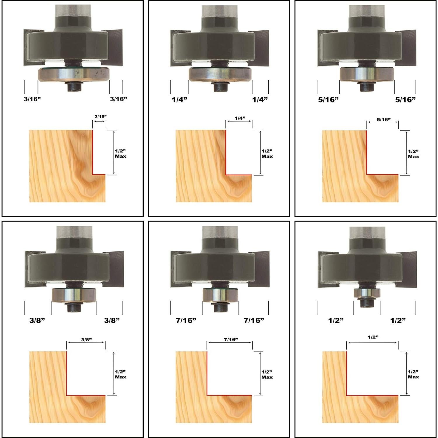 Juego de Fresas de Rabete Sabre Tools Eje 1/2" 7 Rodamientos