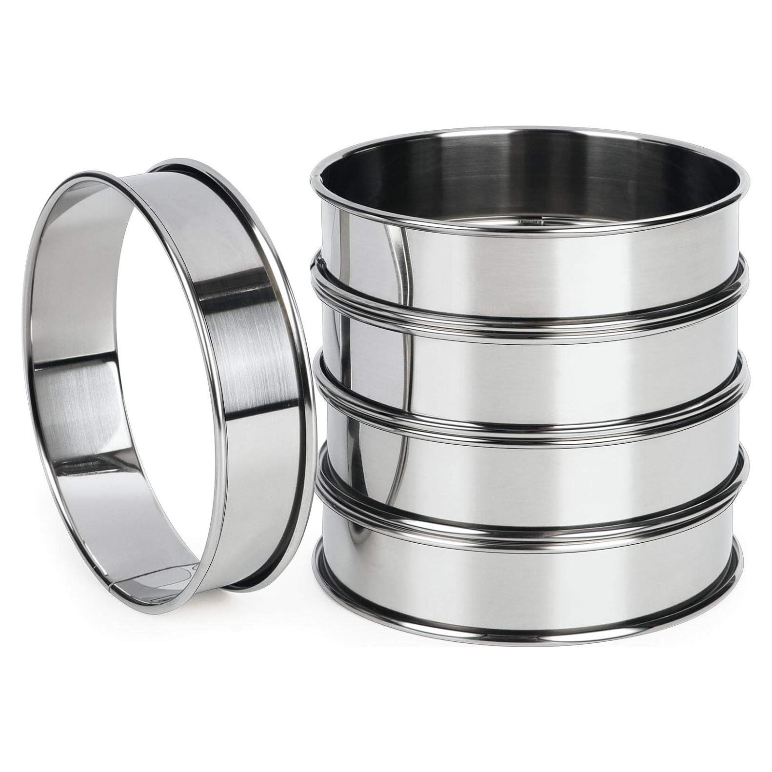 Anillos de Muffin Inglés FANGSUN 10.16 cm Acero Inoxidable