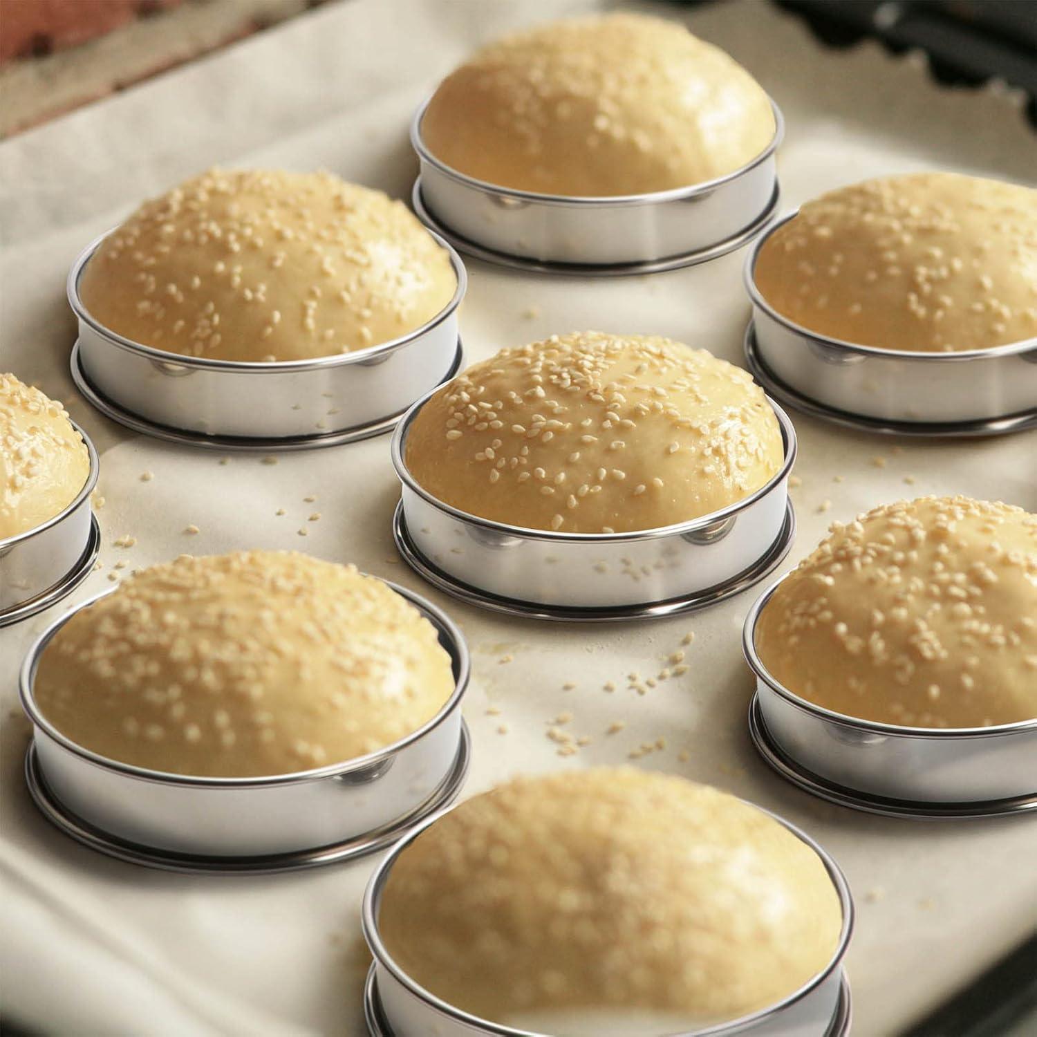 Anillos de Muffin Inglés FANGSUN 10.16 cm Acero Inoxidable