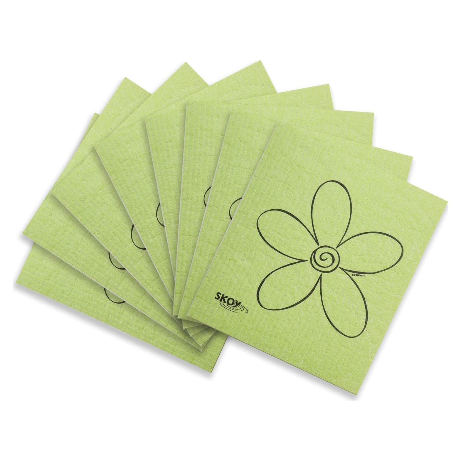 Paquete de 8 paños de cocina Skoy reutilizables verdes