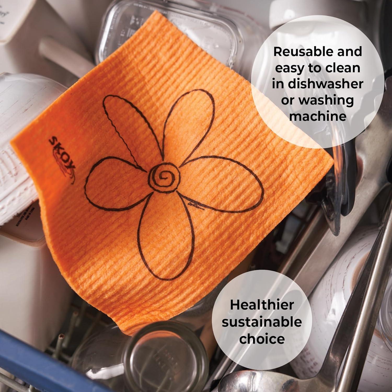 Paquete de 8 paños de cocina Skoy reutilizables verdes