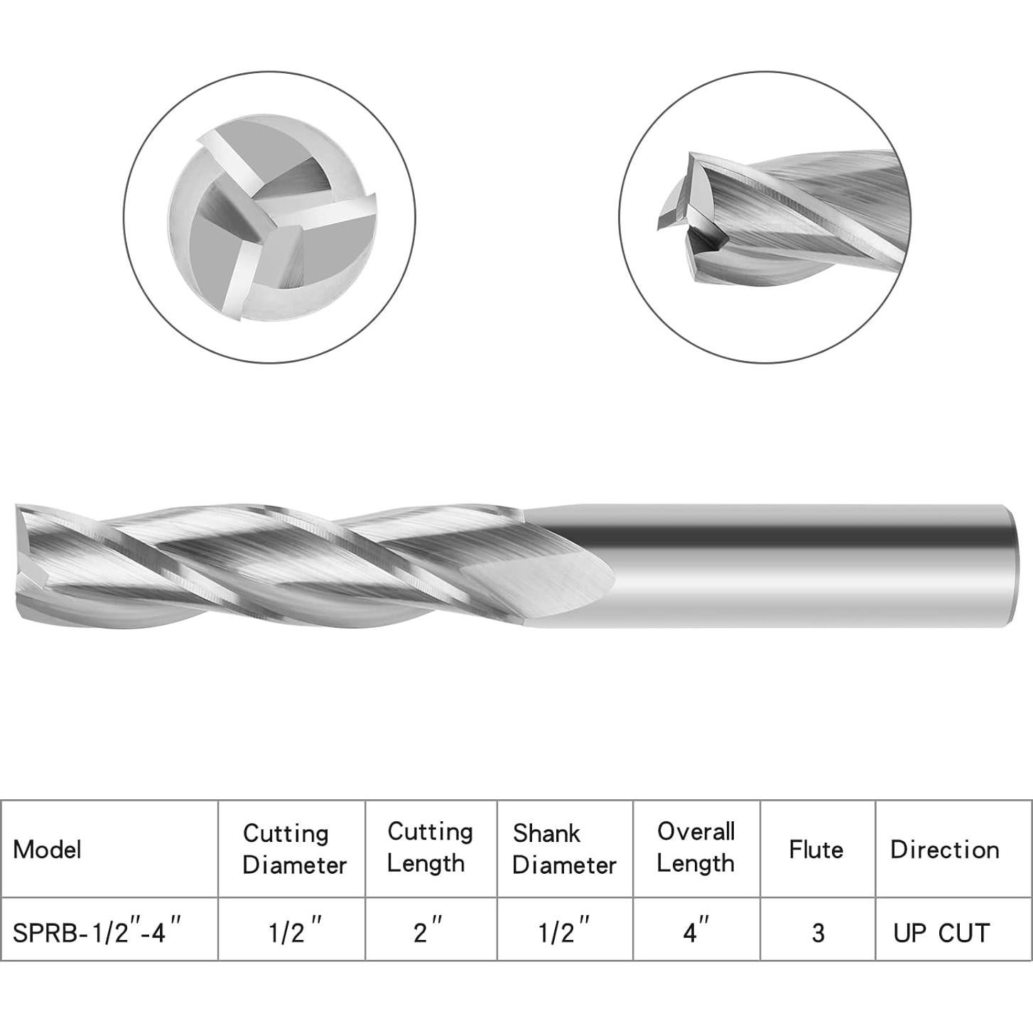Fresa Espiral Upcut EANOSIC 1/2" 5,08cm Carburo 4"