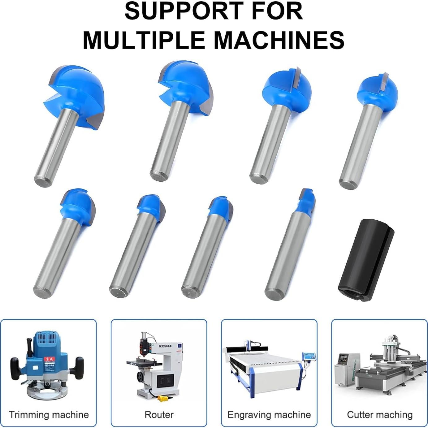 Juego de Brocas Router Wingsflee 8 Piezas Carburo 0.64 a 2.54 cm