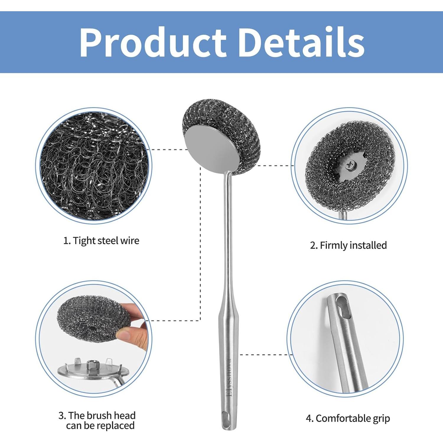 Juego de Estropajos de Acero Inoxidable Elyssnova 2 Piezas