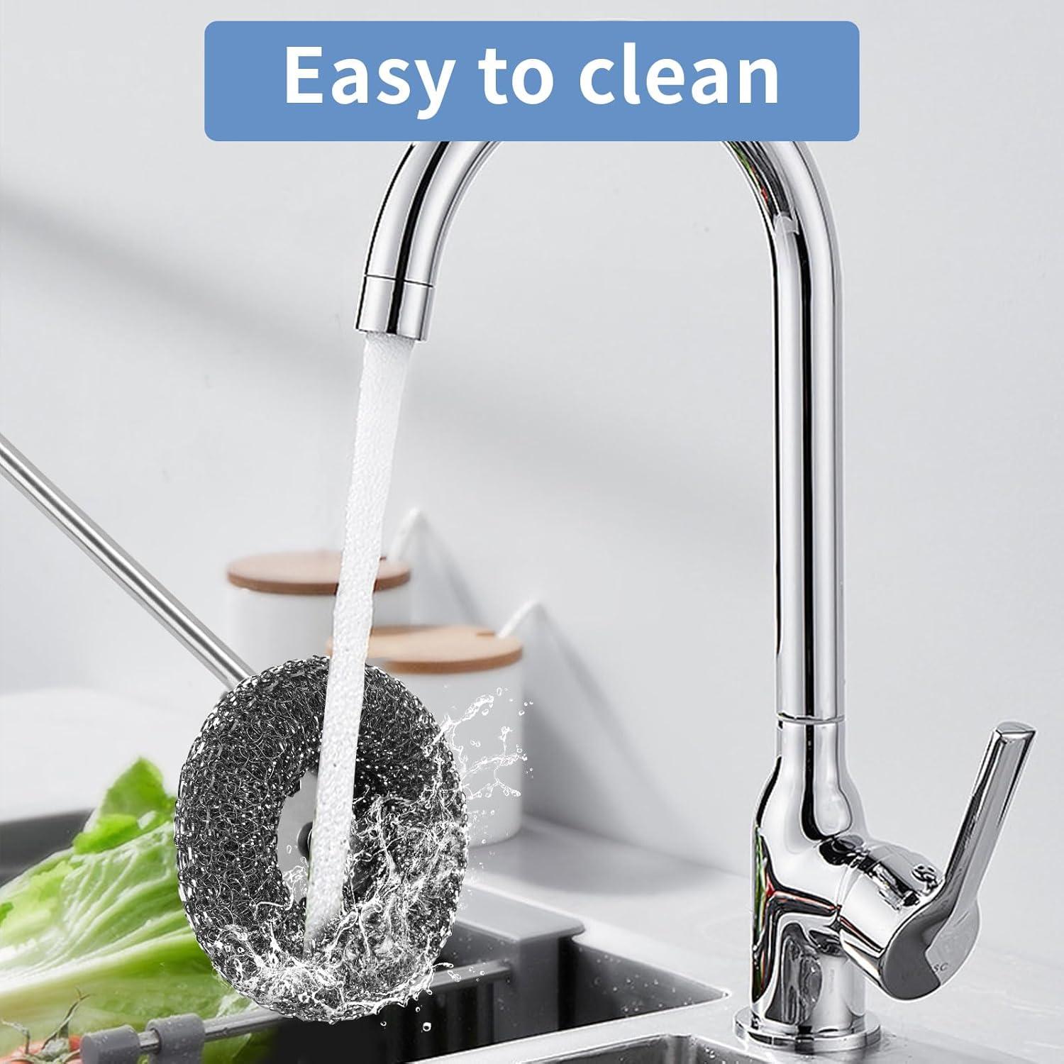 Juego de Estropajos de Acero Inoxidable Elyssnova 2 Piezas