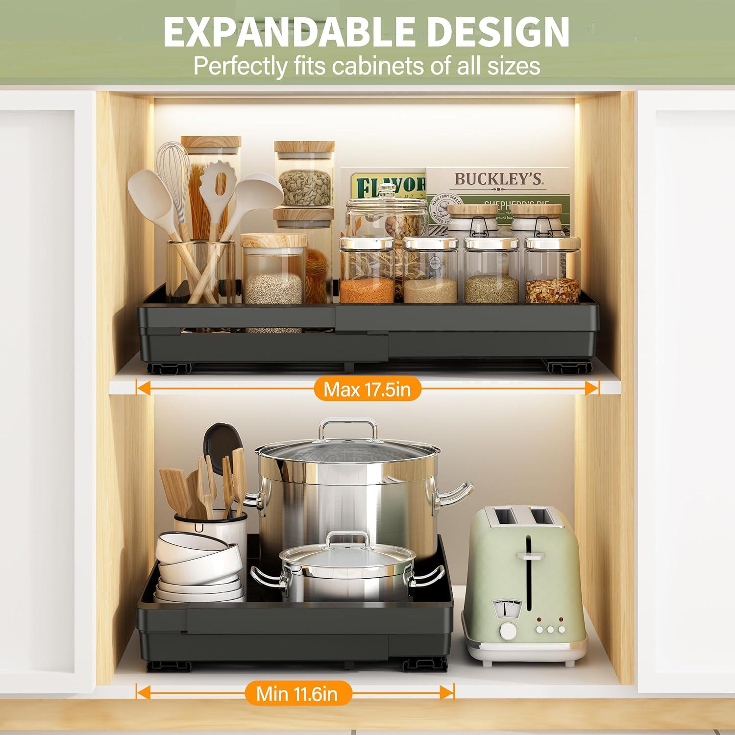 Organizador de Gabinete Expandible DOMNIU 2 Pack Negro 29.5-44.5cm