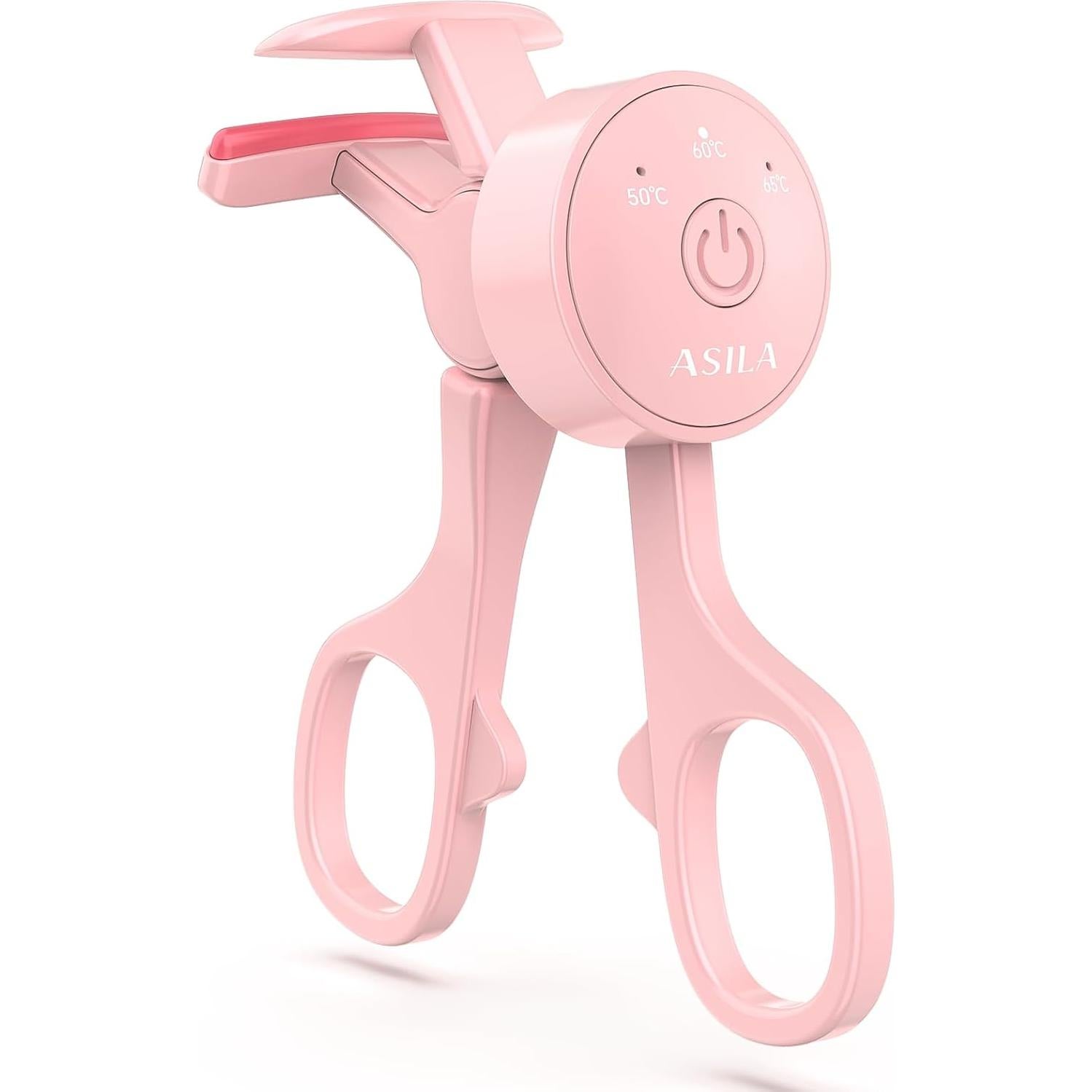 ASILA Heated Eyelash Curler with 3 Heating Modes, Rechargeable Electric Lash Curler with Type-C, C-Shaped Natural Curling, Anti-Burn Mini Heat Design, 24 Hours Long Lasting, Gift for Women Girls, Pink