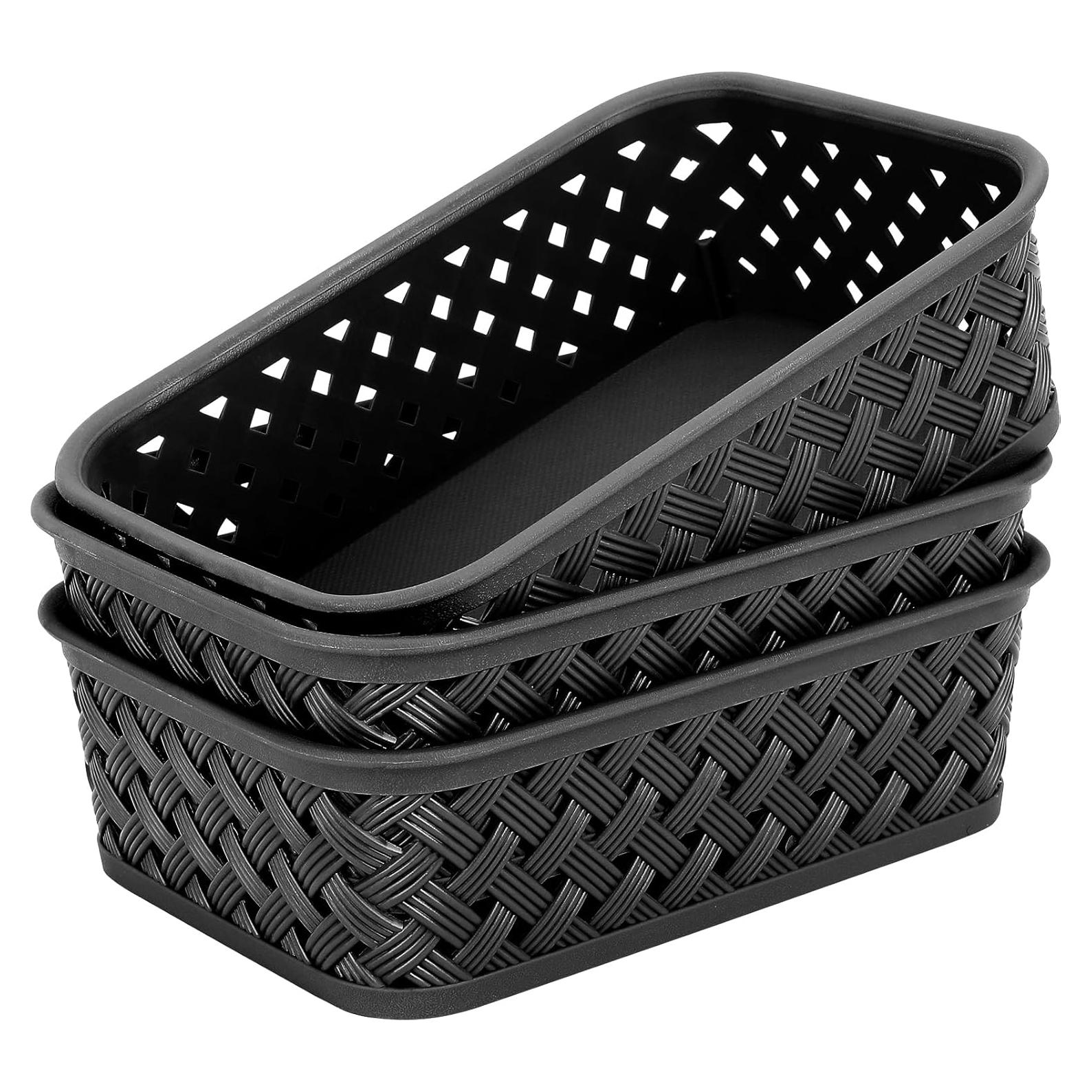 Cestas de Almacenamiento Pequeñas MaxGear, 3 Paquetes, Negras