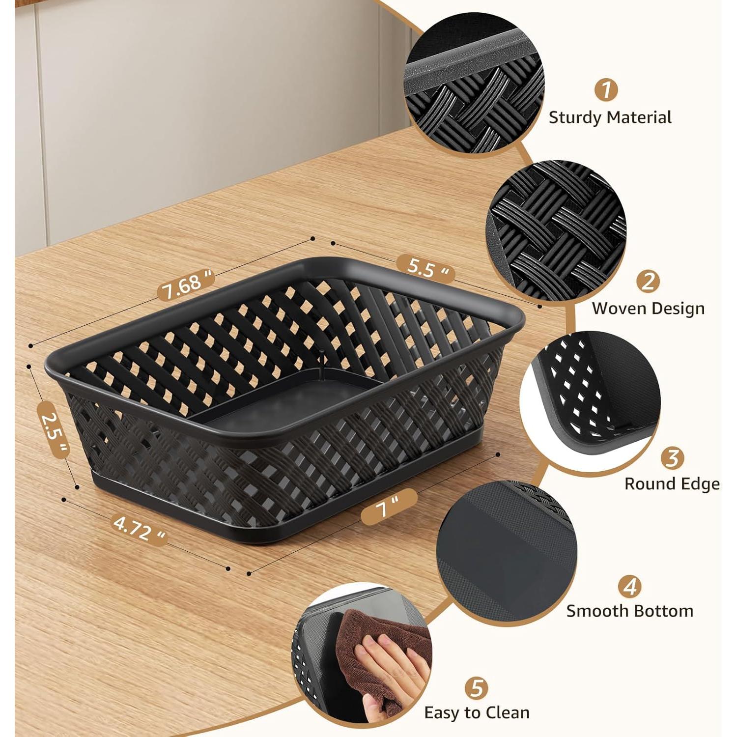 Cestas de Almacenamiento Pequeñas MaxGear, 3 Paquetes, Negras