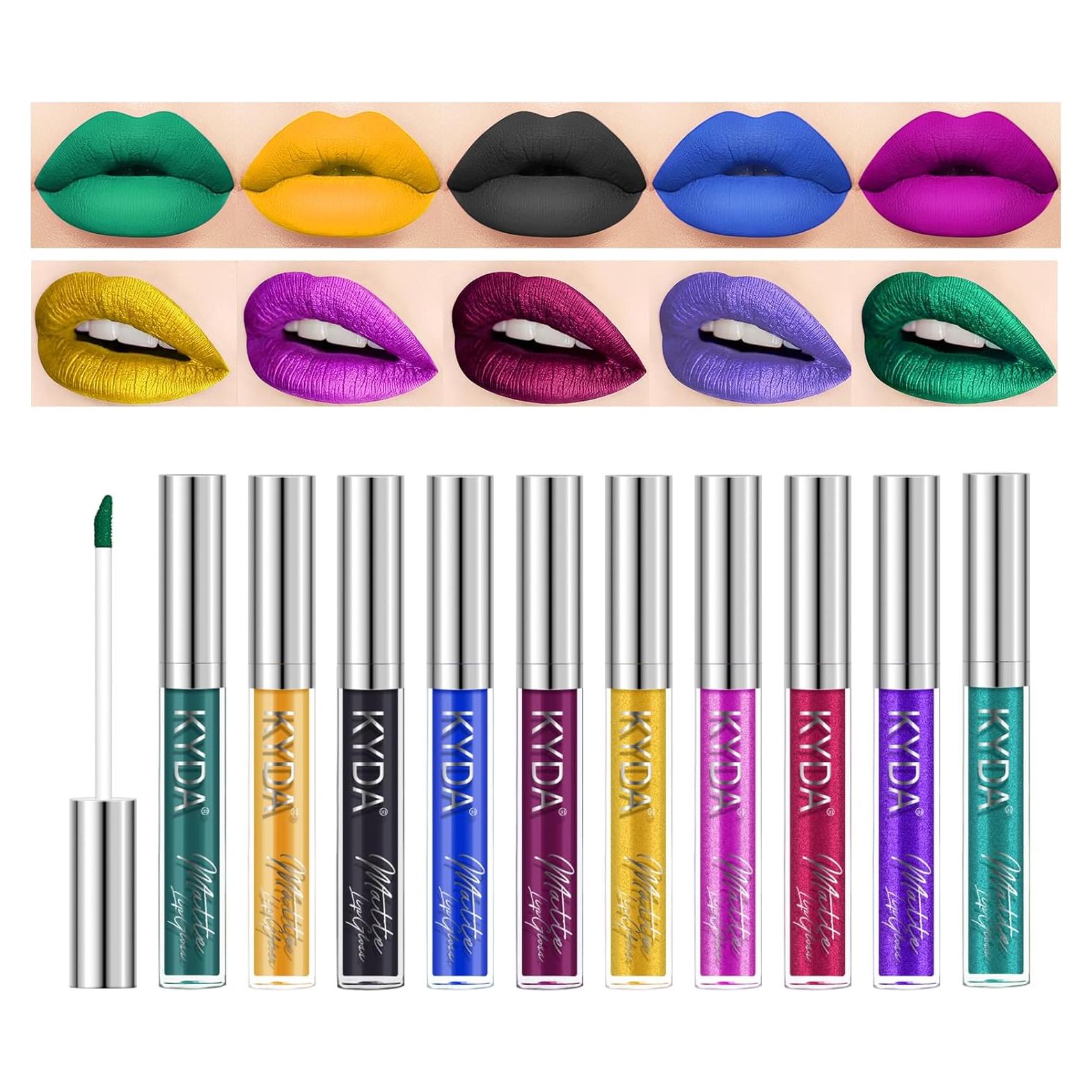 Set de Pintalabios KYDA 10 Colores Mate y Brillo Metálico