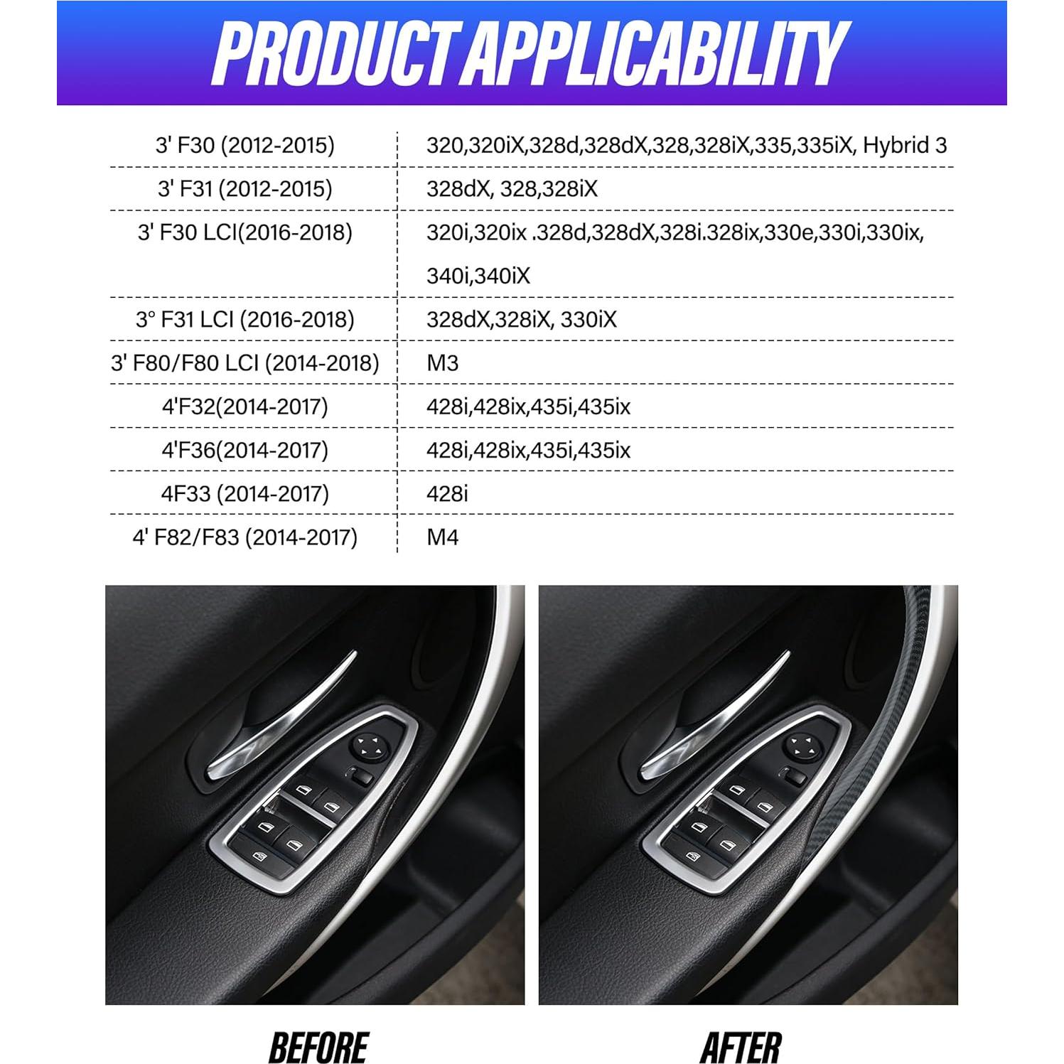 Cubiertas de Manijas de Puerta Reswish 758NFSG001 Fibra de Carbono