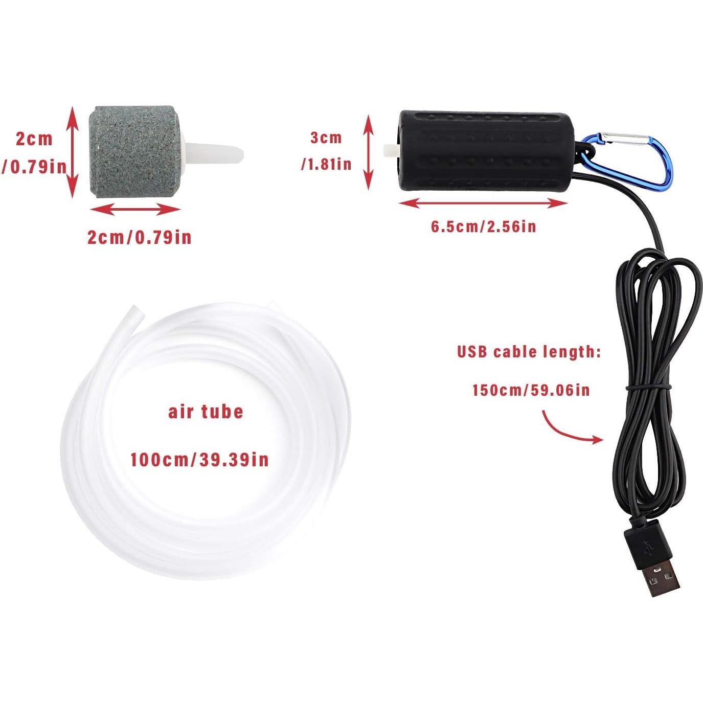 Bomba de Aire USB para Acuario Useekoo, Silenciosa y Eficiente