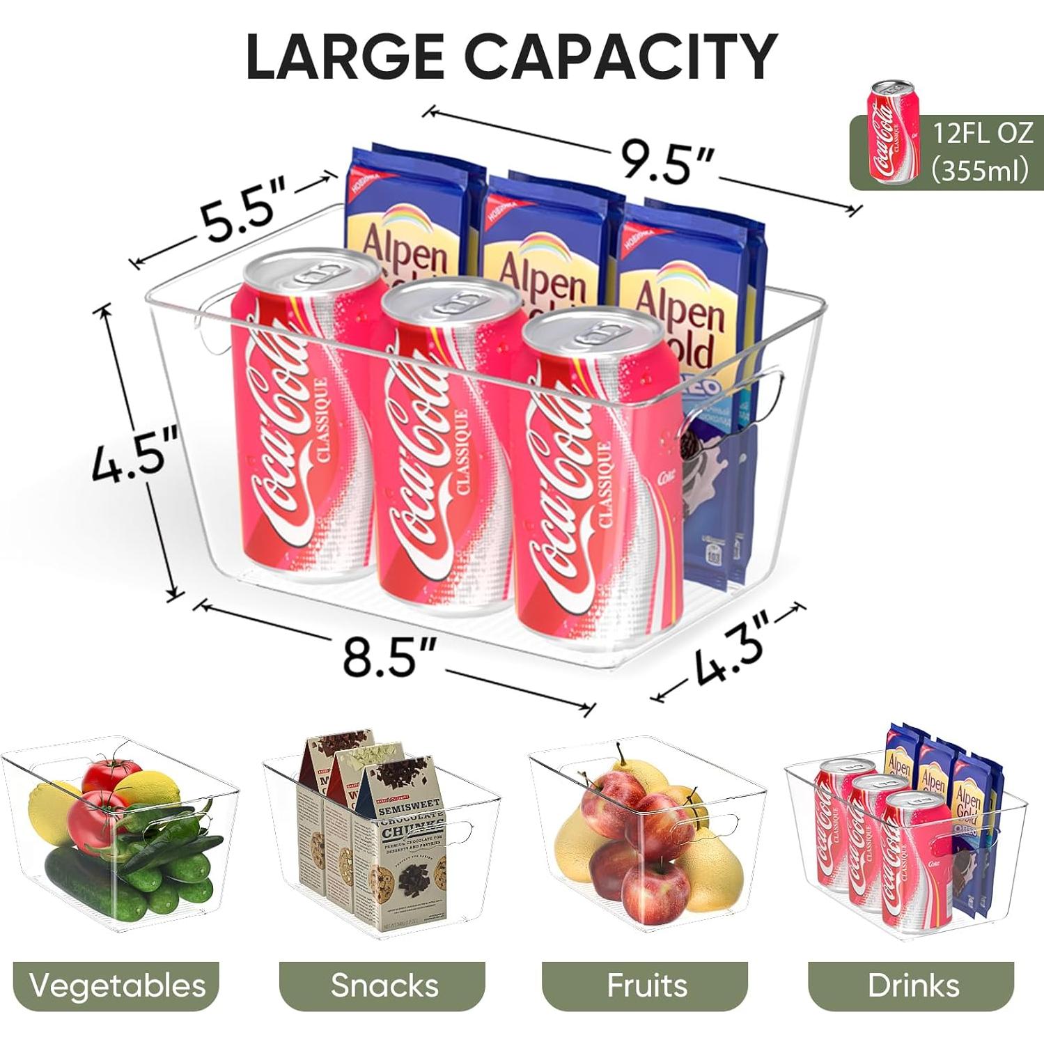 Bins de Almacenamiento BALEINE 4PK Plástico Transparente 24.1x14x11.4cm