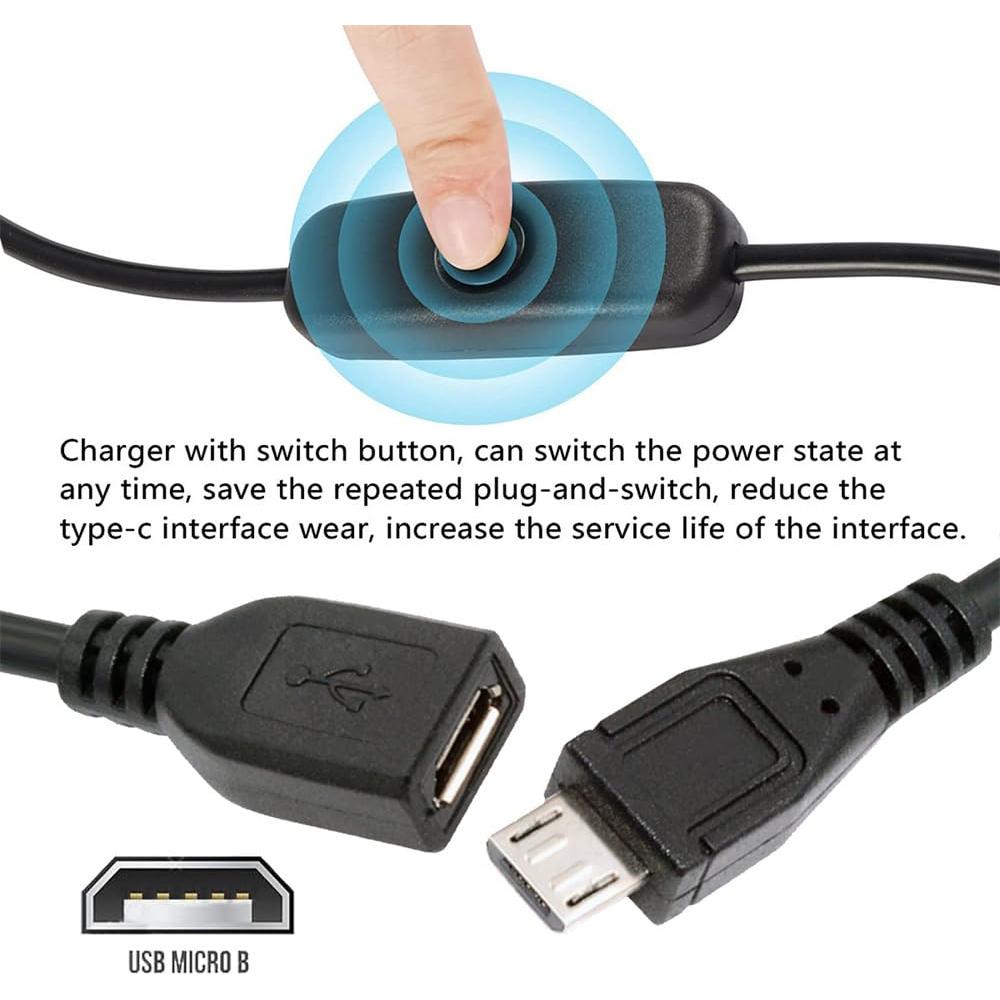 Cable Micro USB 2.0 NFHK con Botón de Encendido 5V 3A