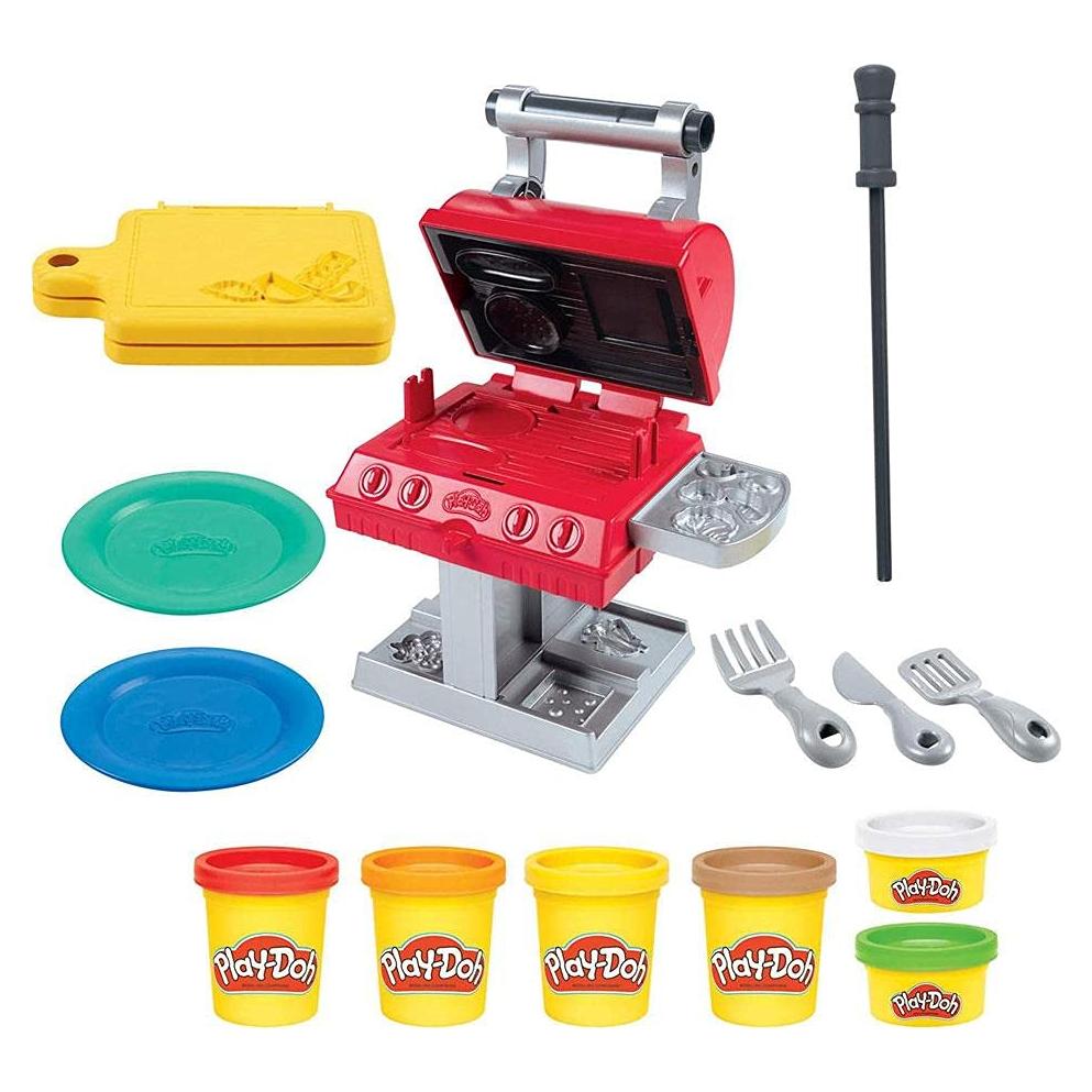 Set de Juego Play-Doh Parrilla y Sello 6 Colores 7 Accesorios