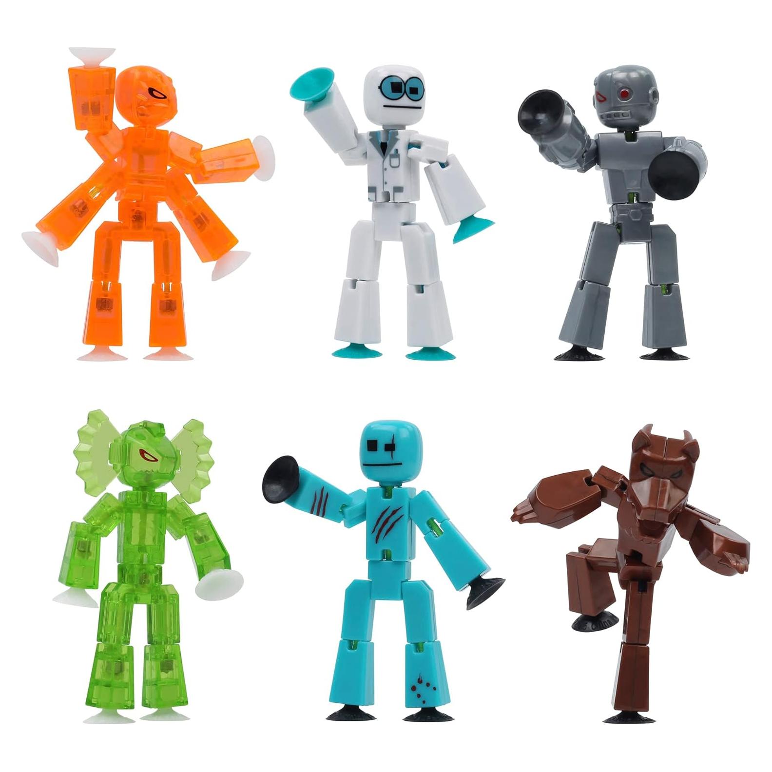 Set de 6 Figuras Stikbot Hombre Lobo y Cyborg - Juguete Creativo