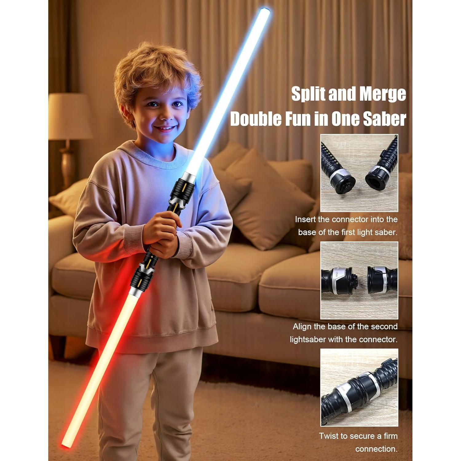 Sable de Luz Retráctil VXQ 2-en-1 para Niños - Rojo y Azul