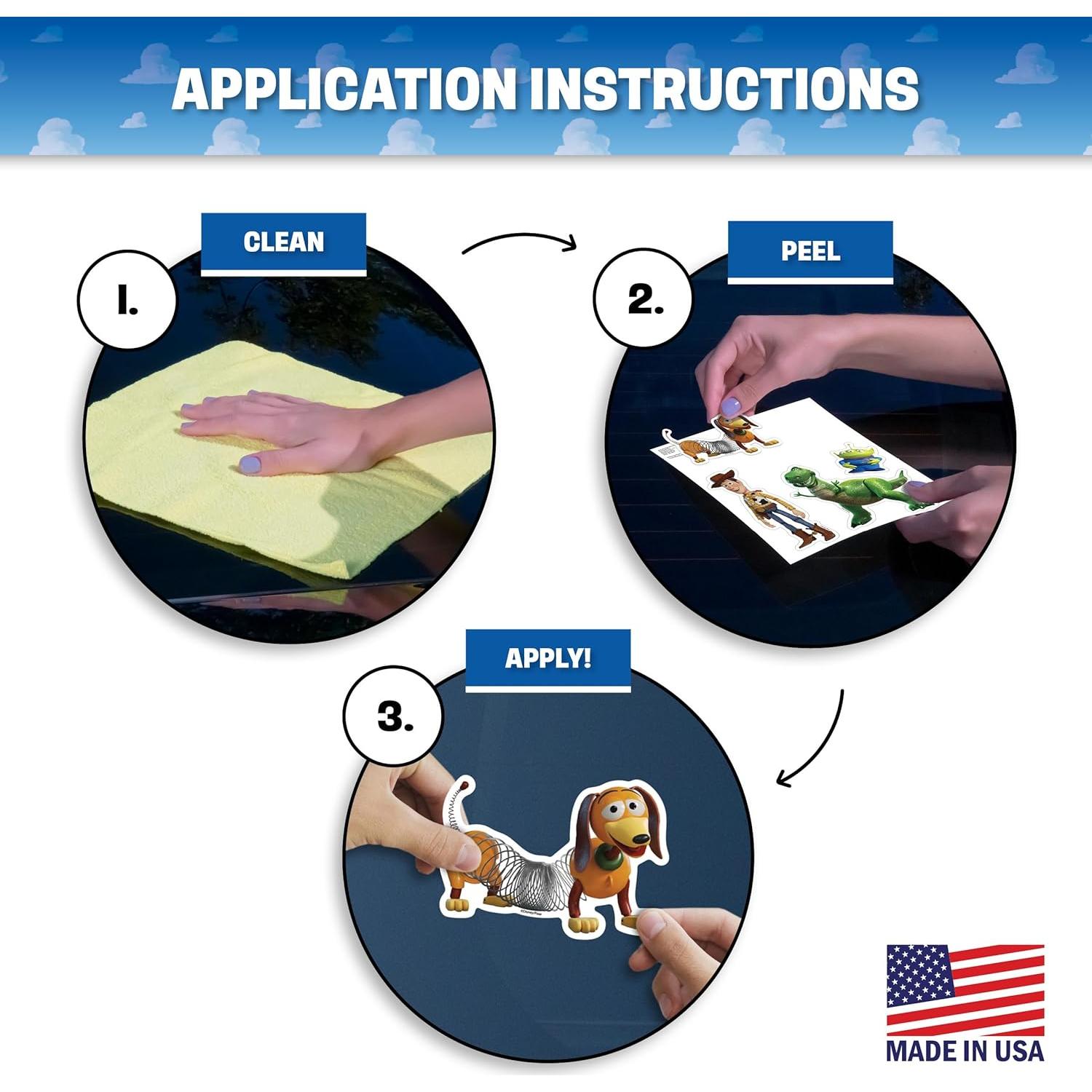 Set de 4 Calcomanías Toy Story Disney - Woody, Rex, Slinky y Alien