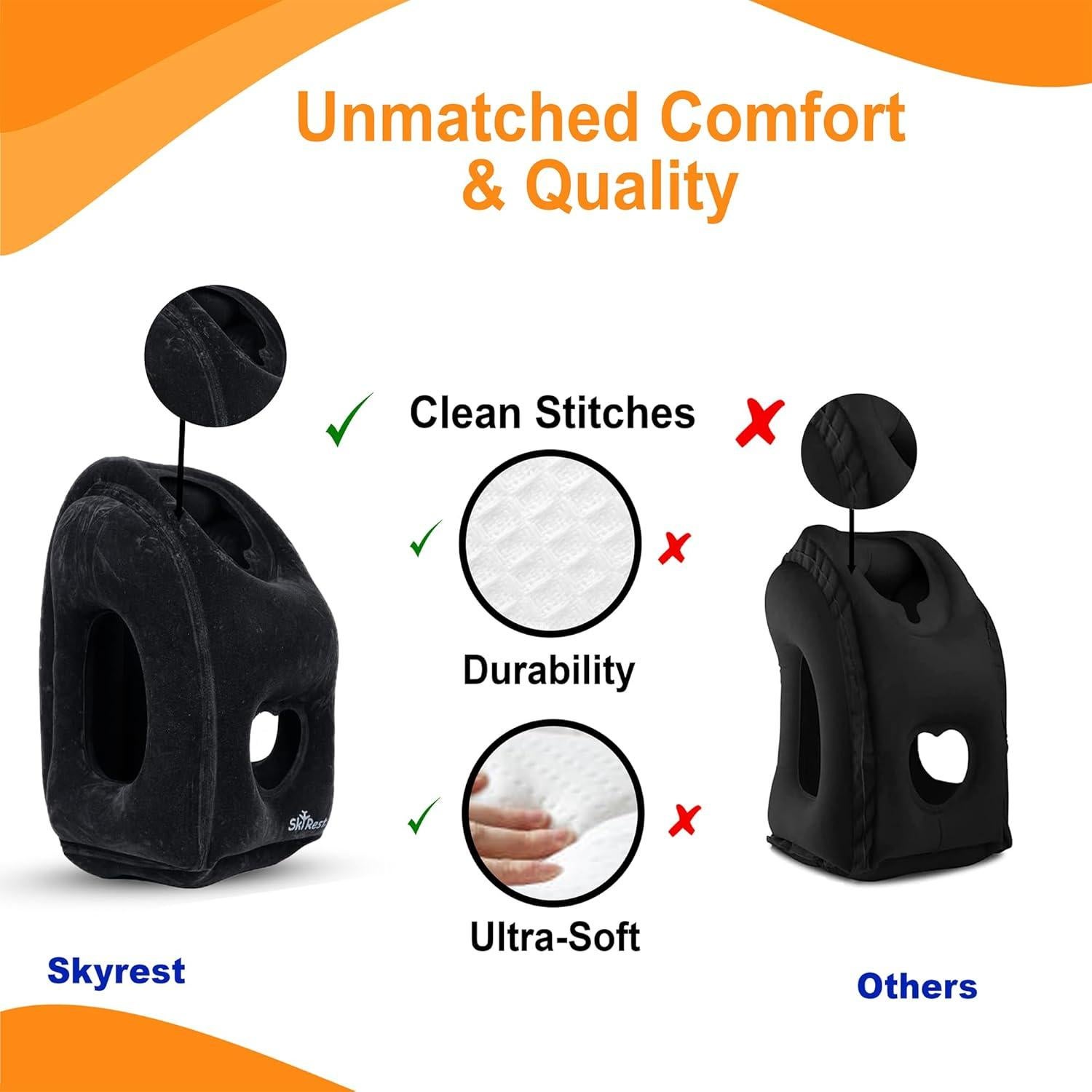 Almohada de Viaje Inflable Skyrest - Soporte de Cuello Negro