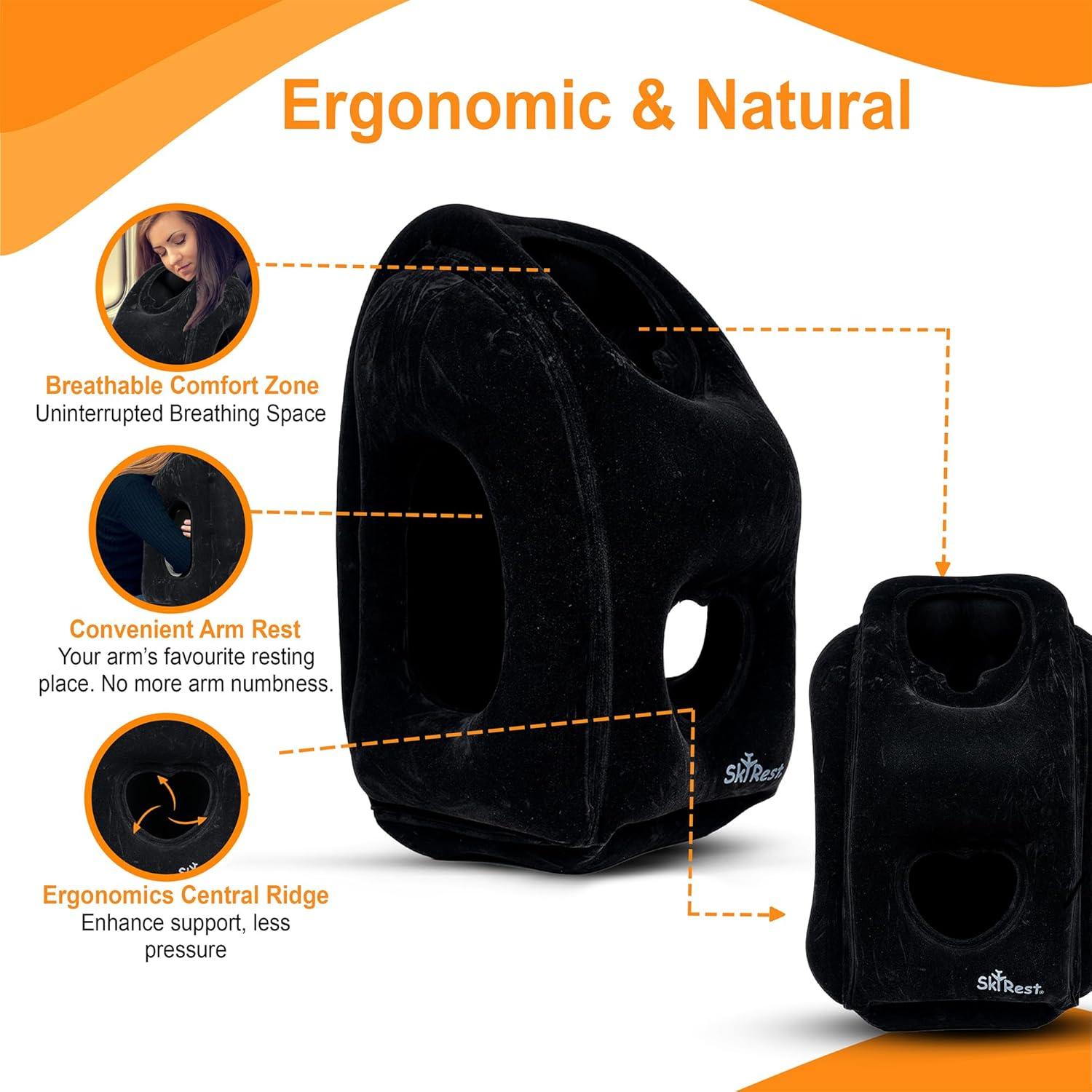 Almohada de Viaje Inflable Skyrest - Soporte de Cuello Negro