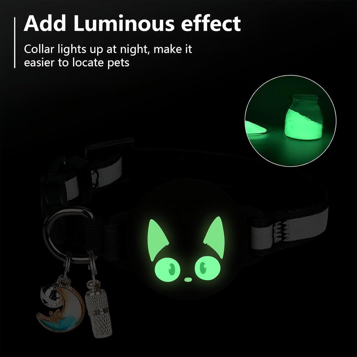 Collar para Gatos Woyinger Reflectante con Soporte AirTag Negro