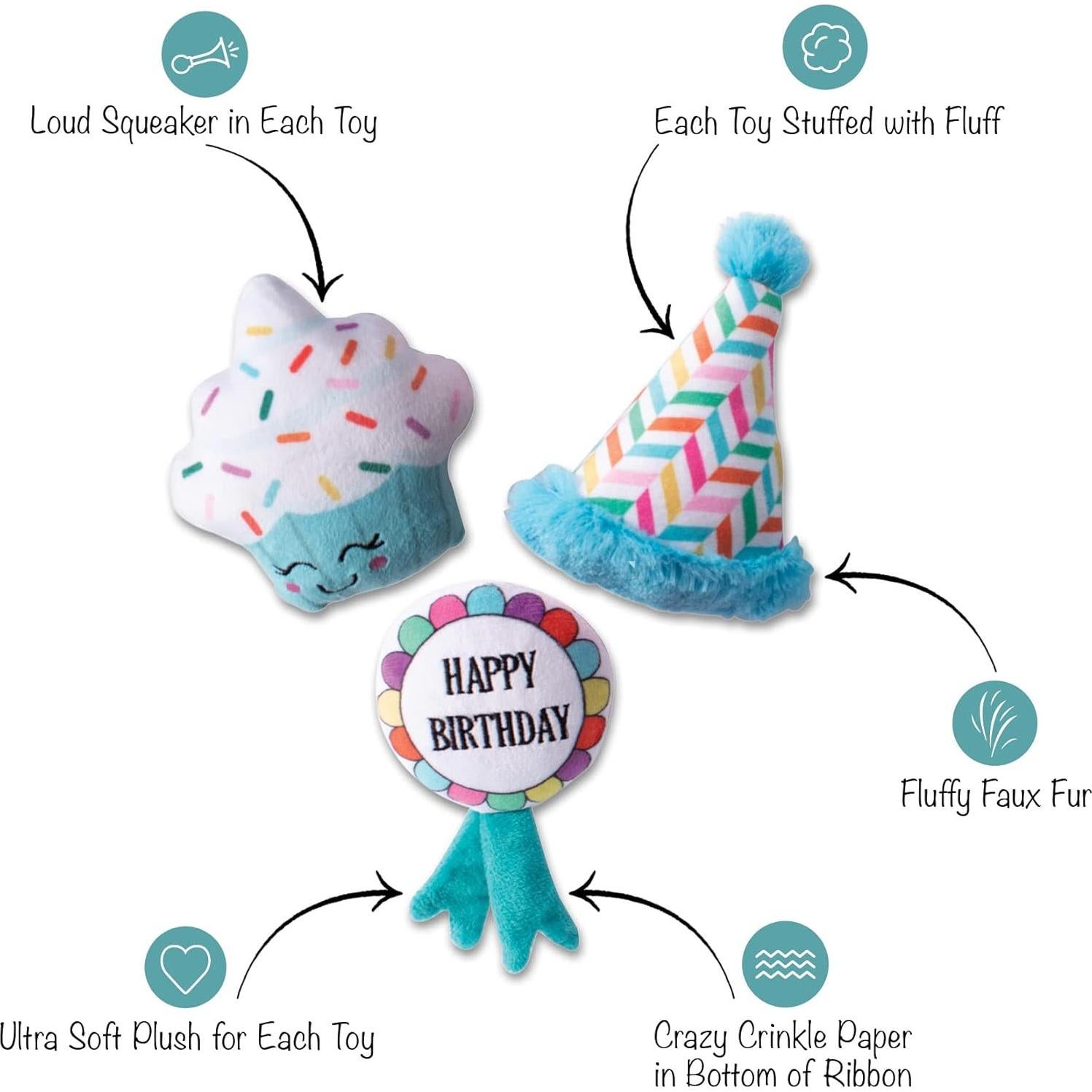 Conjunto de Juguetes para Perro Fringe Studio Cumpleaños BARK! 3 Piezas