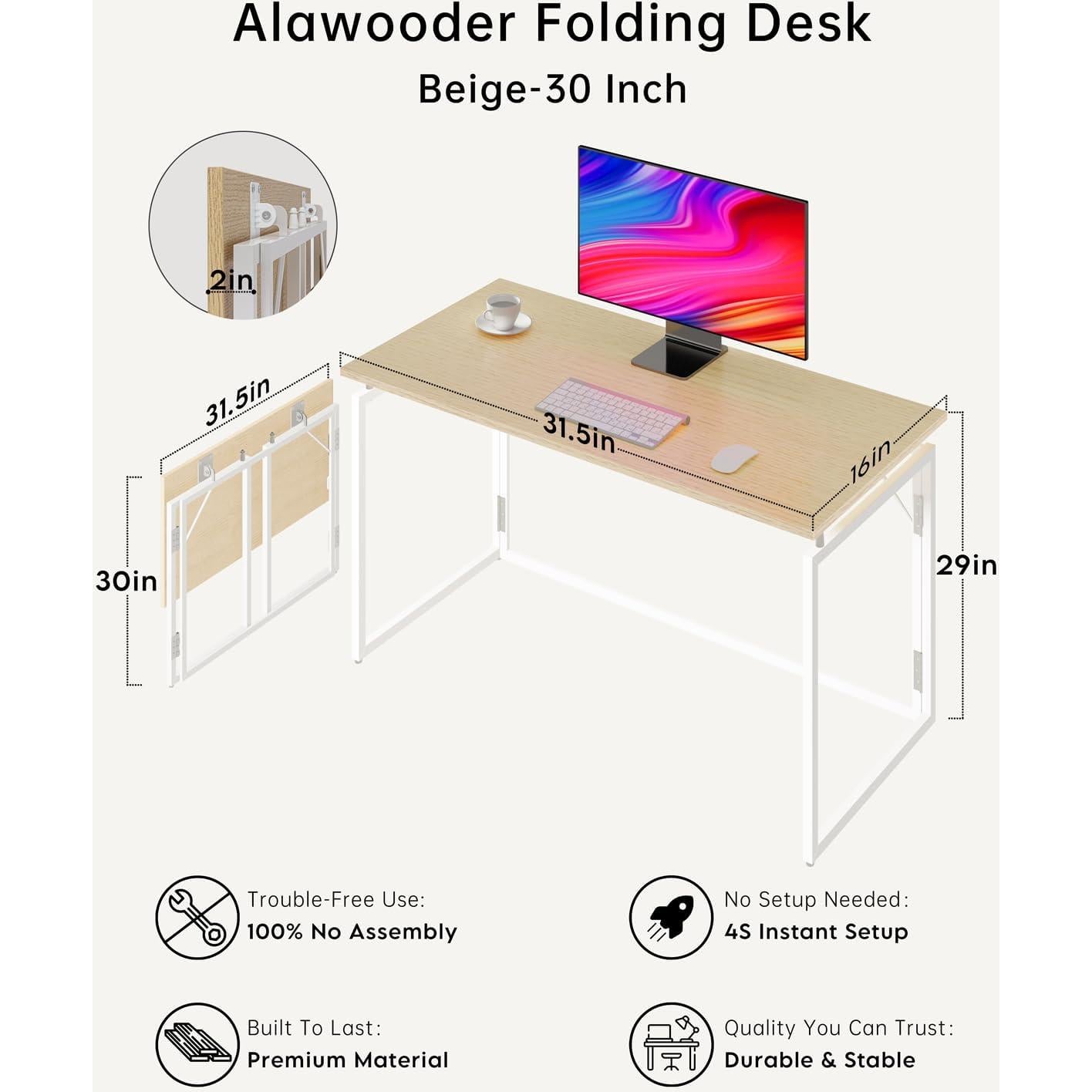 Escritorio Plegable Alawooder FD-30 Beige 76.2x40.6cm Minimalista