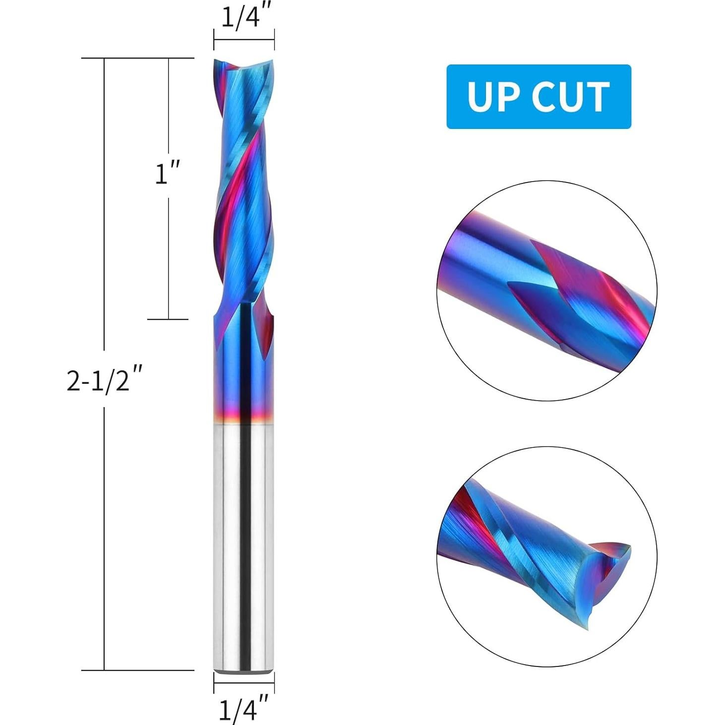 Broca Router Espiral Ascendente EANOSIC 6,35mm Carburo Nano